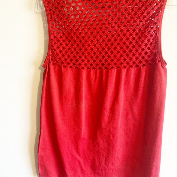 VENUS Red Sleeveless Crochet Mesh High-Neck Tank Top – Size 1X - Picture 4 of 8